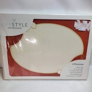 New‎ Wedgwood Lifestyle Made in England Placemats Orange Cream Set 4